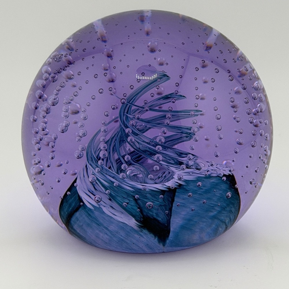 Caithness Cauldron Bubble Purple Blue Art Glass Paperweight Scotland 3 in - Picture 2 of 7